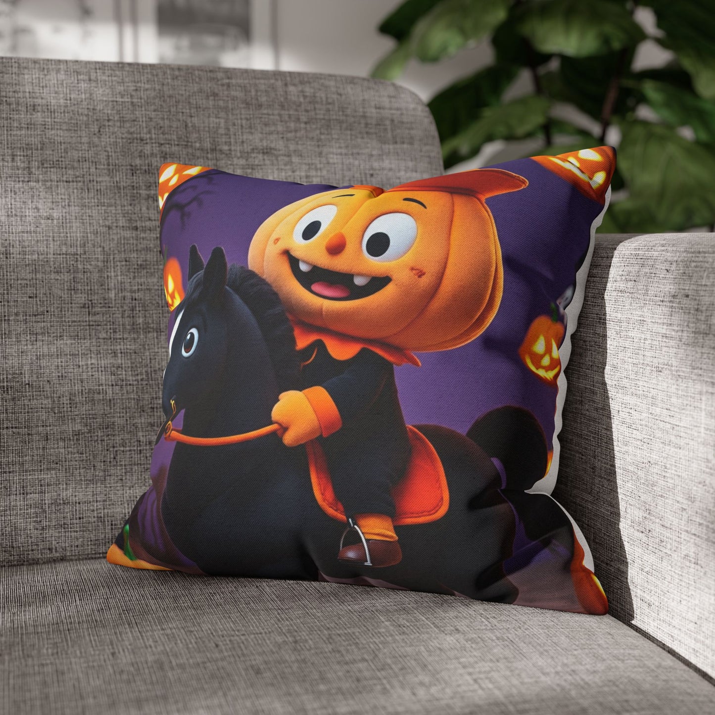 The Pony Patch Duo Pillowcase 16x16 – Rustic Autumn Pumpkin Throw Pillow Cover