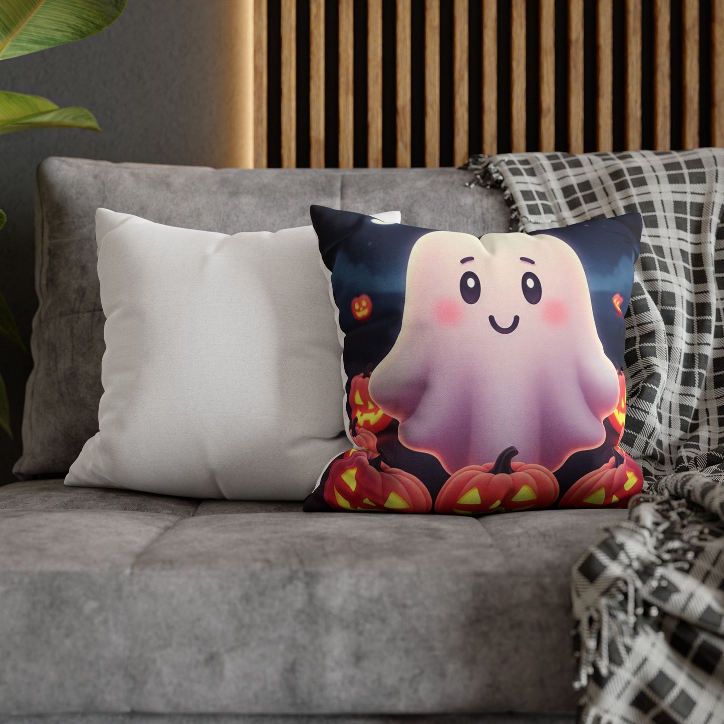 Sweet Spirits Snuggler Pillowcase 16x16 – Creepy Cute Pastel Halloween Throw Pillow Cover