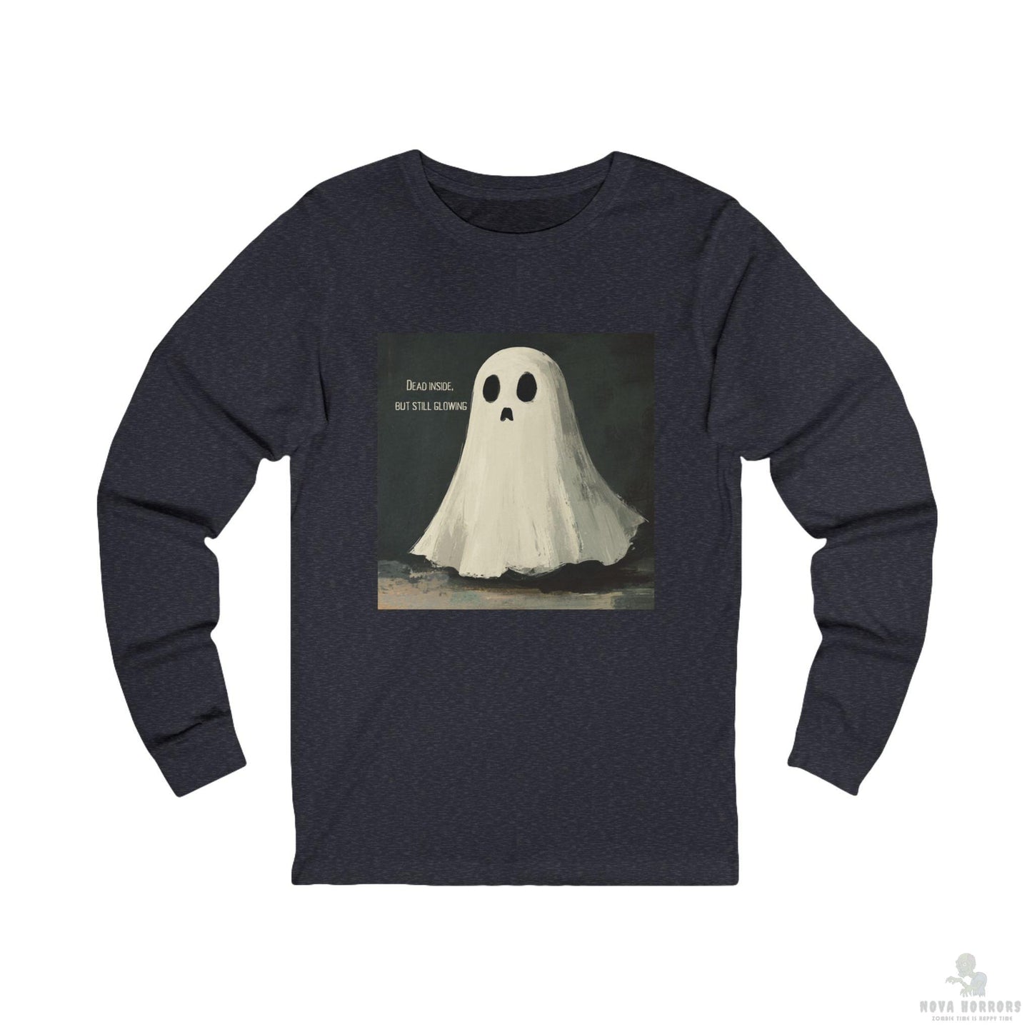 Ghostly Vibes Unisex Long Sleeve Tee, Halloween Shirt, Fall Casual Wear, Spooky T-Shirt, October Gift, Cozy Ghost Tee