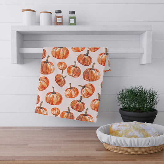 Pink Pumpkin Tea Towels, Fall Kitchen Decor, Cotton Dish Towels, Seasonal Homeware, Perfect Gift for Thanksgiving
