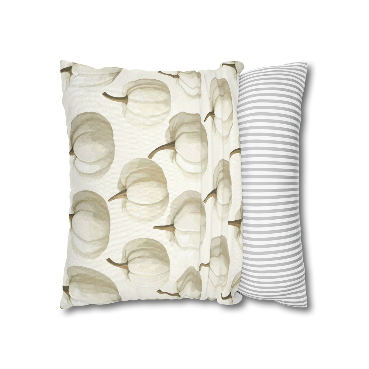 White Pumpkin Pillowcase 16x16 – Elegant Halloween & Fall Throw Pillow Cover