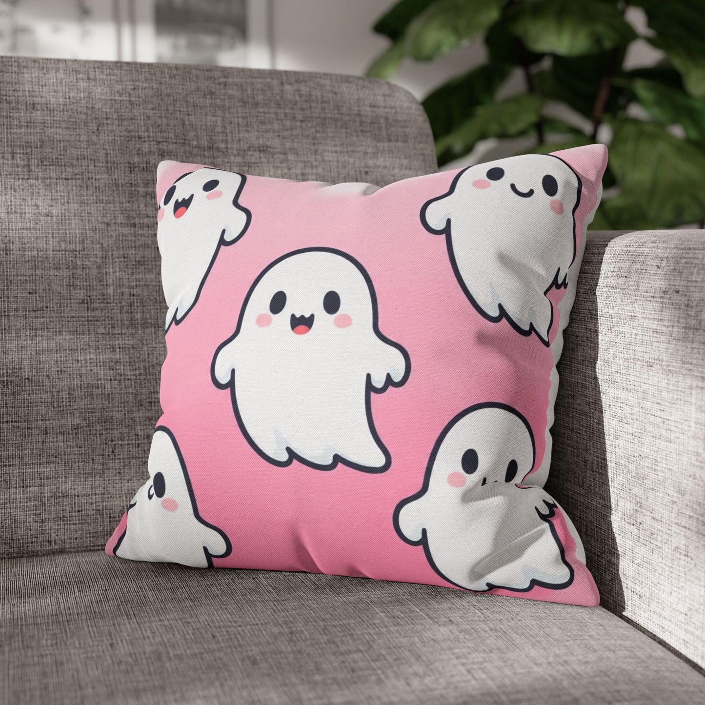Midnight Ghosties Pillowcase 16x16 – Spooky Cute Halloween Throw Pillow Cover
