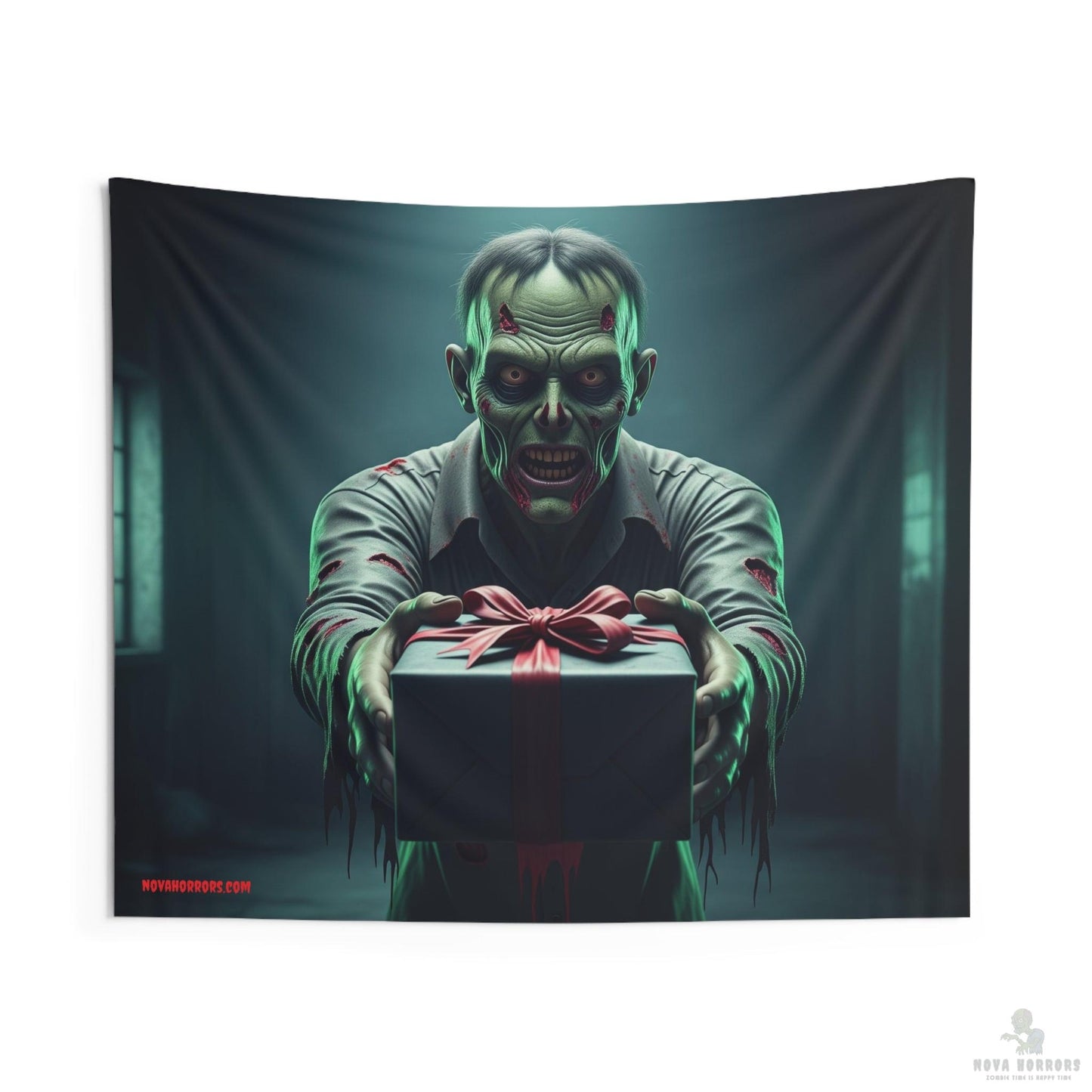 Gift Giving Zombie Wall Tapestry - Birthday - Anniversary - Holiday