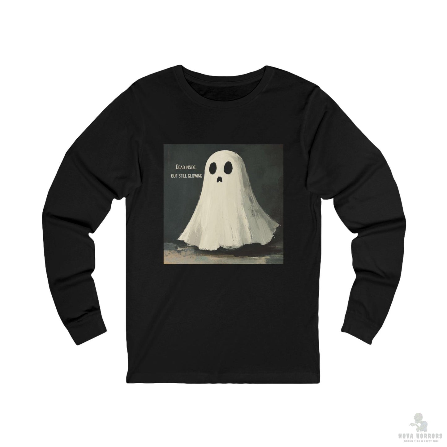 Ghostly Vibes Unisex Long Sleeve Tee, Halloween Shirt, Fall Casual Wear, Spooky T-Shirt, October Gift, Cozy Ghost Tee