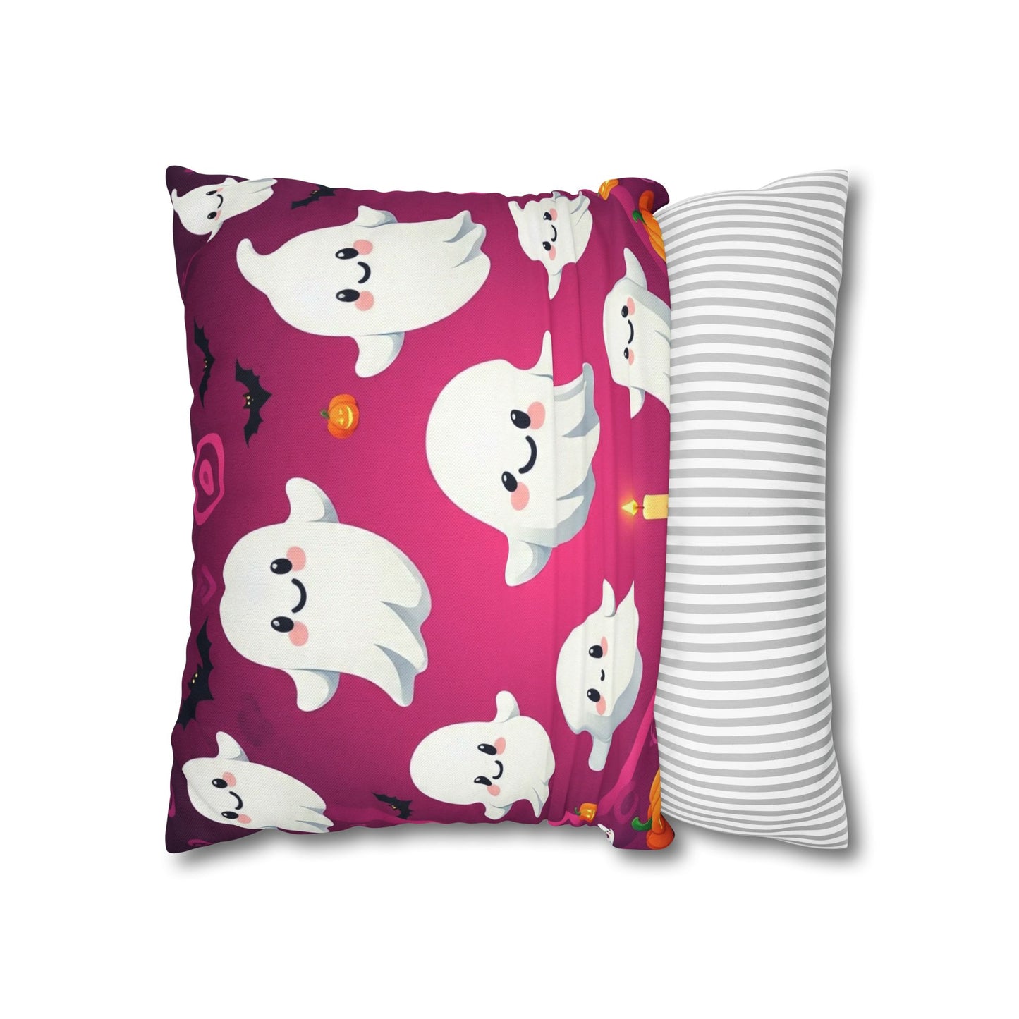 The Ghostly Giggle Pillowcase 16x16 – Funny Cute Halloween Ghost Throw Pillow Cover