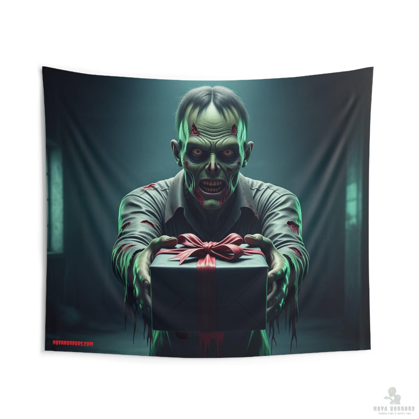 Gift Giving Zombie Wall Tapestry - Birthday - Anniversary - Holiday