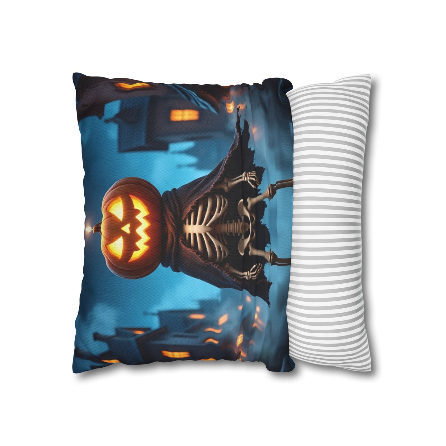 The Hollow's Eve Pillowcase 16x16 – Gothic Halloween Pumpkin Throw Pillow Cover