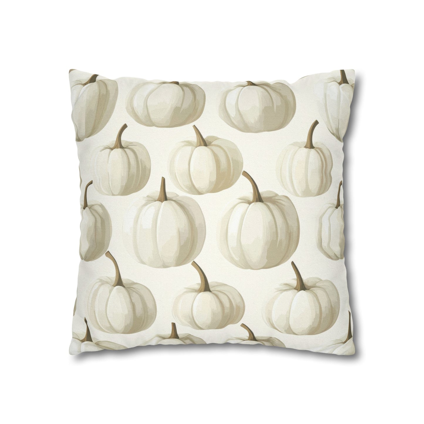 White Pumpkin Pillowcase 16x16 – Elegant Halloween & Fall Throw Pillow Cover