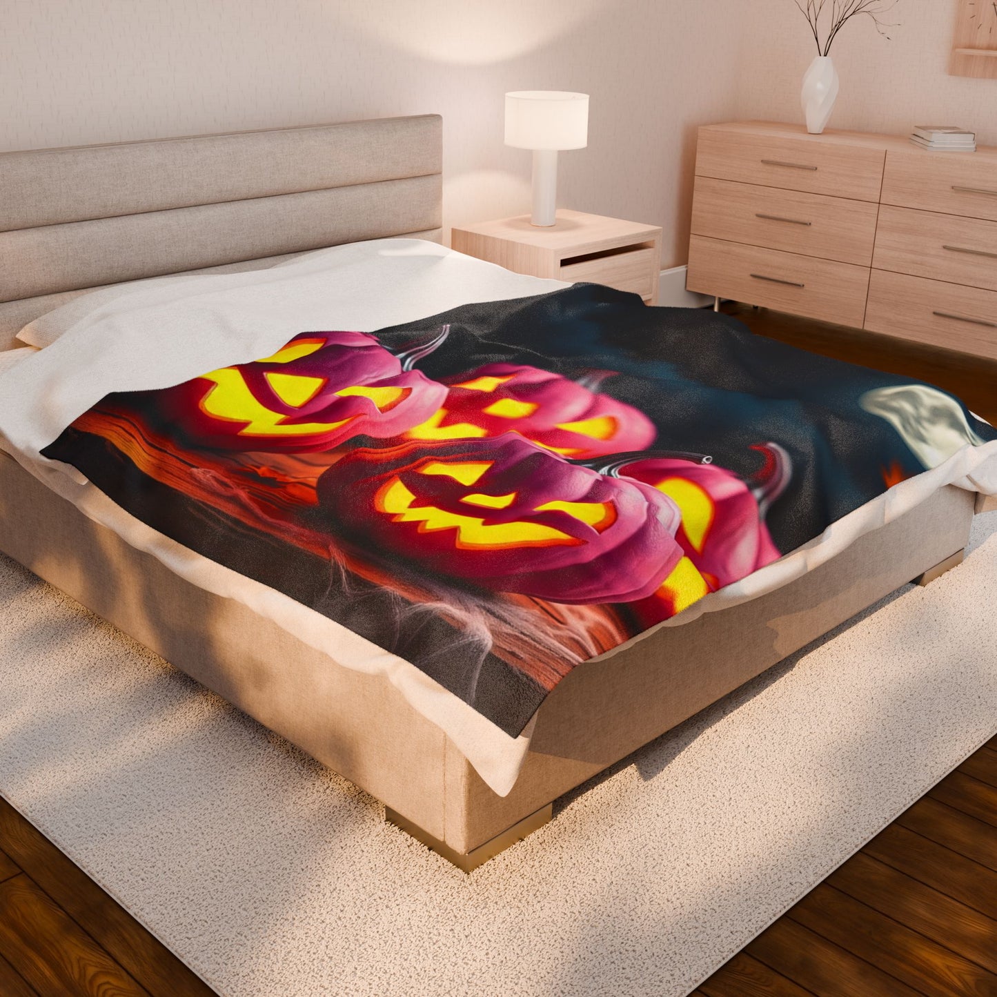 The Rosy Pumpkin Slumber Wrap Plush Blanket – Spooky Cute Halloween Throw