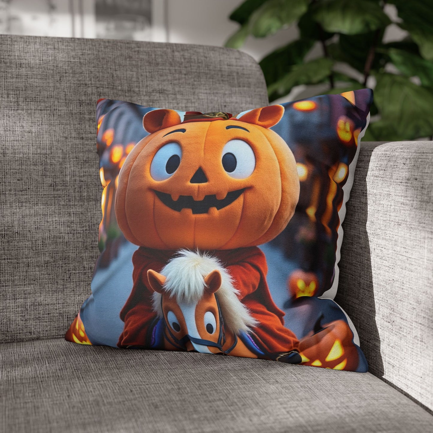 The Plush Patch Pillowcase 16x16 – Cozy Pumpkin Throw Pillow Cover for Fall Décor