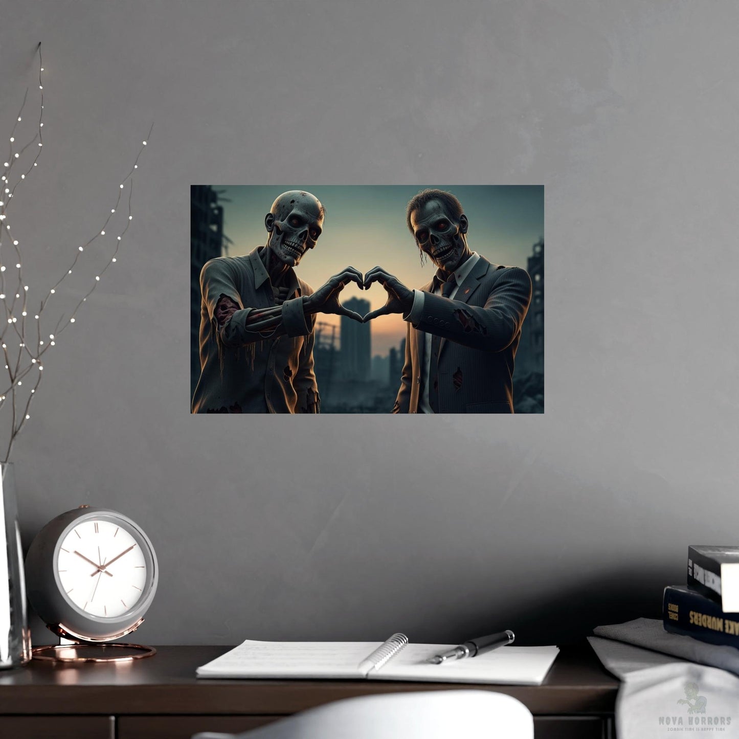 Guy Zombie Couple Poster 17x 11 Matte