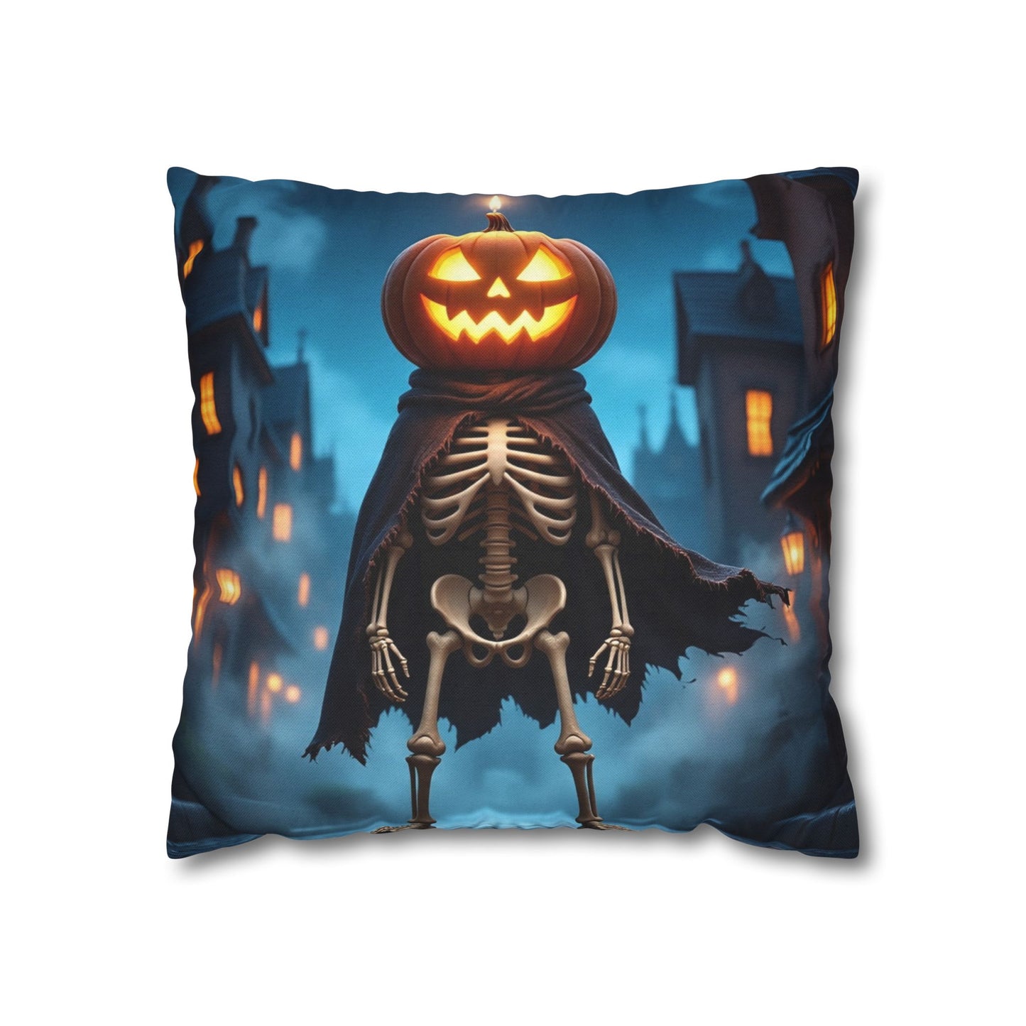 The Hollow's Eve Pillowcase 16x16 – Gothic Halloween Pumpkin Throw Pillow Cover