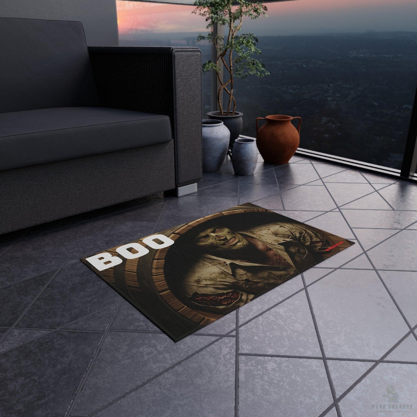 Boo Barrel Zombie Outdoor Rug - Doormat