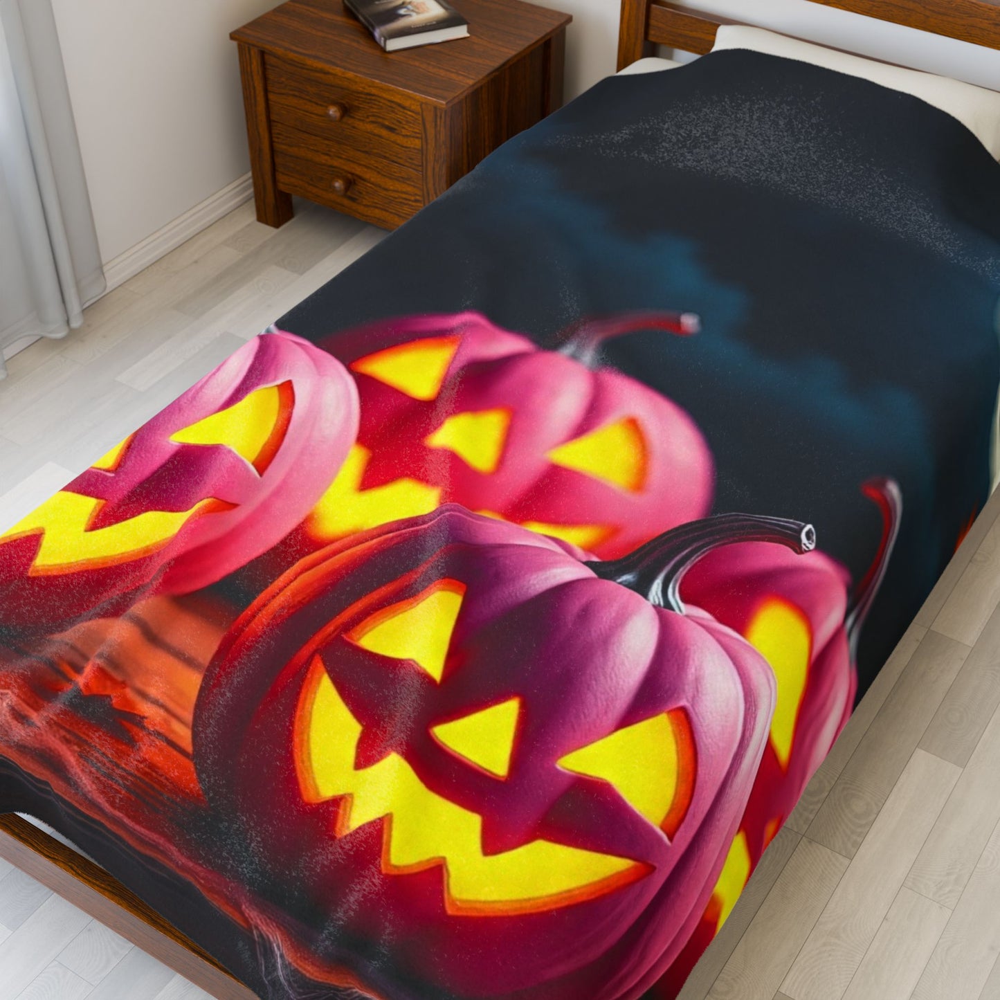 The Rosy Pumpkin Slumber Wrap Plush Blanket – Spooky Cute Halloween Throw