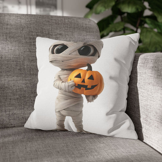 Mummy Under Wraps Pillowcase 16x16 – Cute Halloween Mummy Throw Pillow Cover