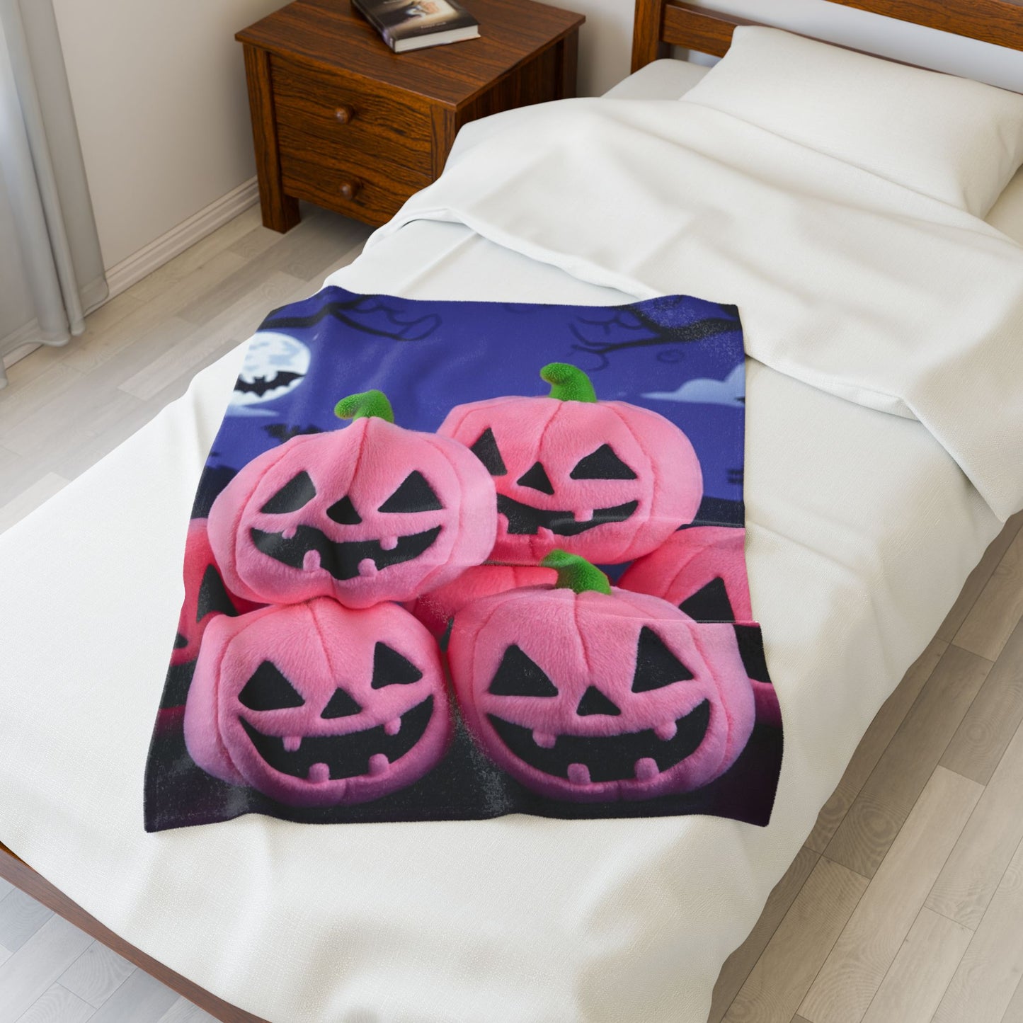 Bubblegum Pumpkin Snuggler Plush Blanket – Pastel Spooky Cute Halloween Throw