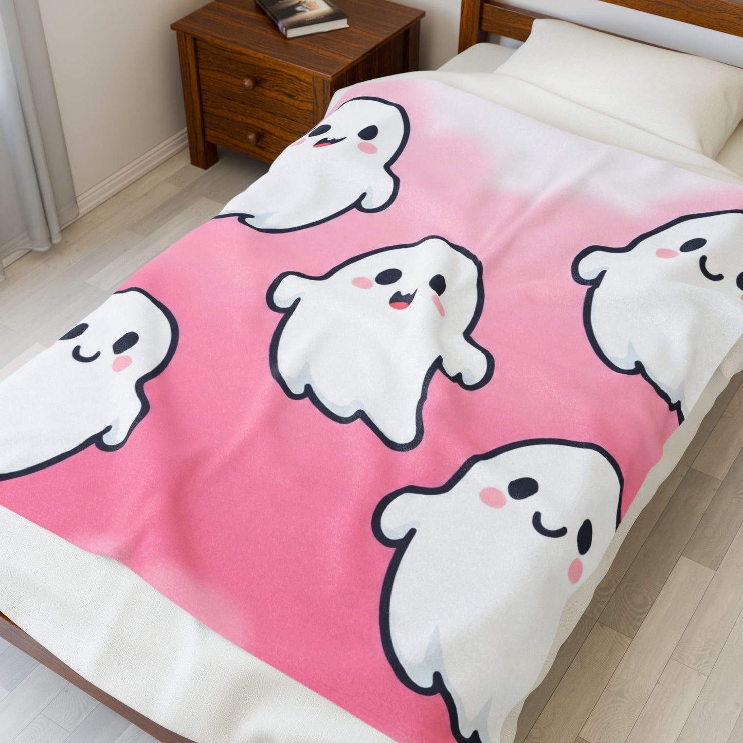 Warm & Ghostly Plush Blanket – Cozy Cute Halloween Throw