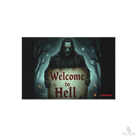 Red Eyed Welcome to Hell Outdoor Rug - Doormat
