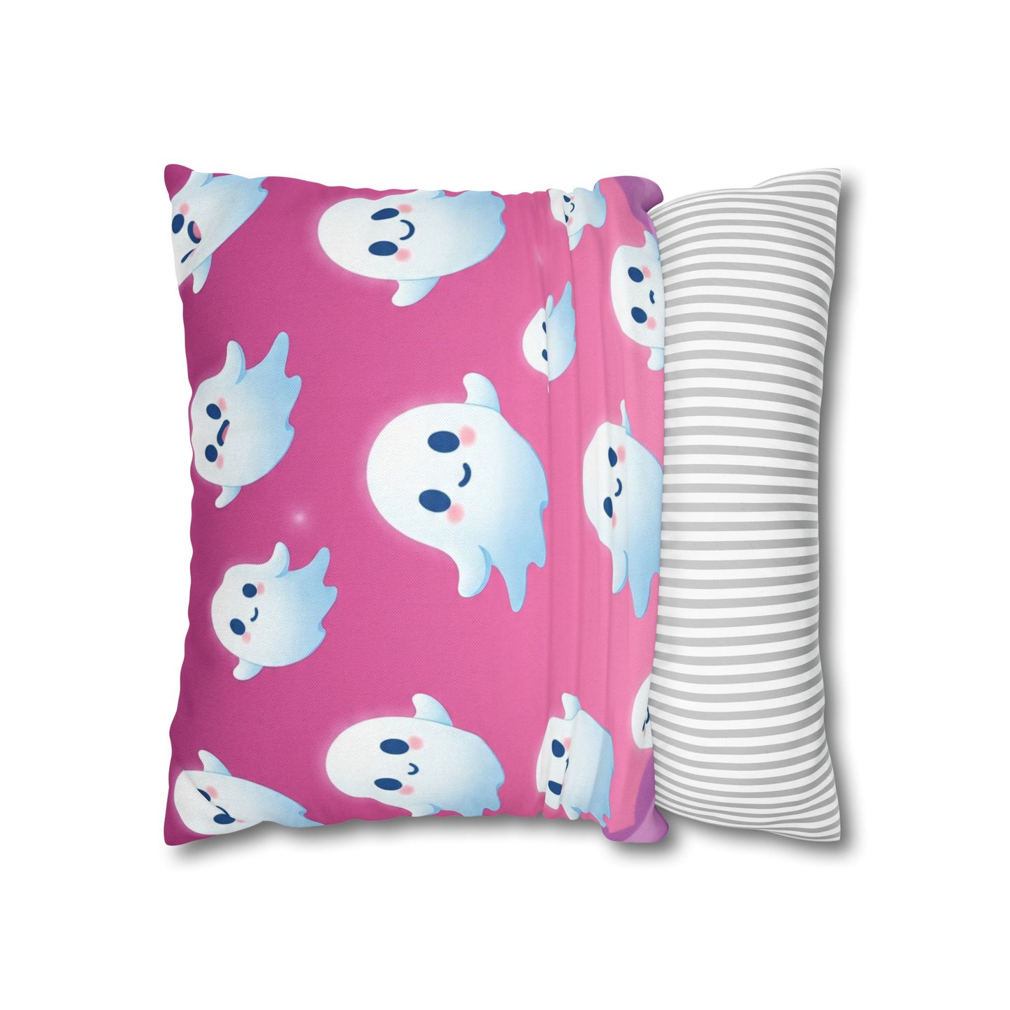 The Happy Haunt Pillowcase 16x16 – Cute Halloween Ghost Throw Pillow Cover