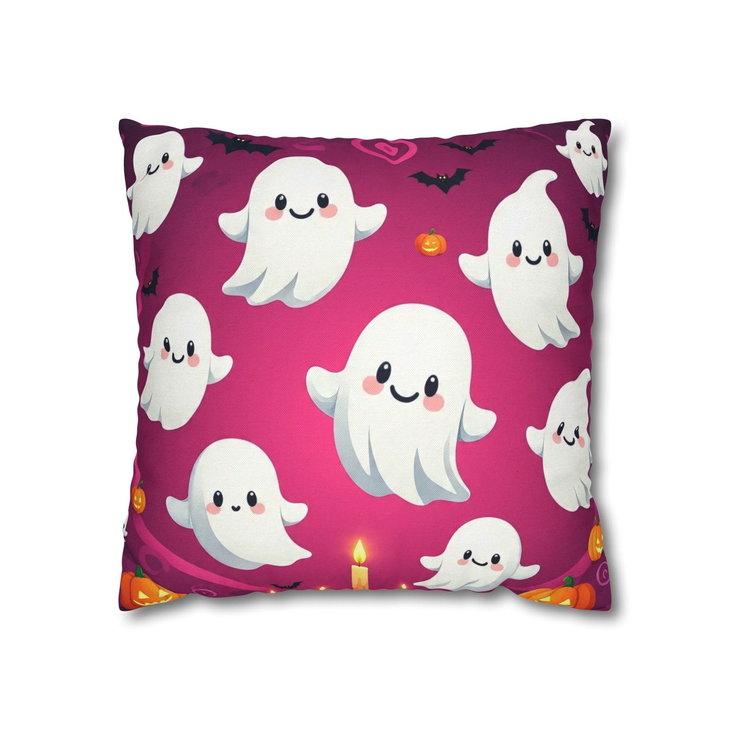 The Ghostly Giggle Pillowcase 16x16 – Funny Cute Halloween Ghost Throw Pillow Cover