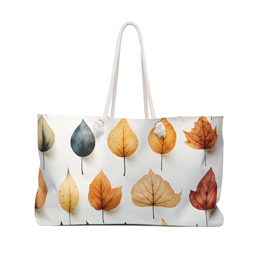 Autumn Leaf Weekender Bag, Stylish Travel Tote, Fall Fashion Accessory, Perfect for Weekend Getaways, Eco-Friendly Canvas Bag