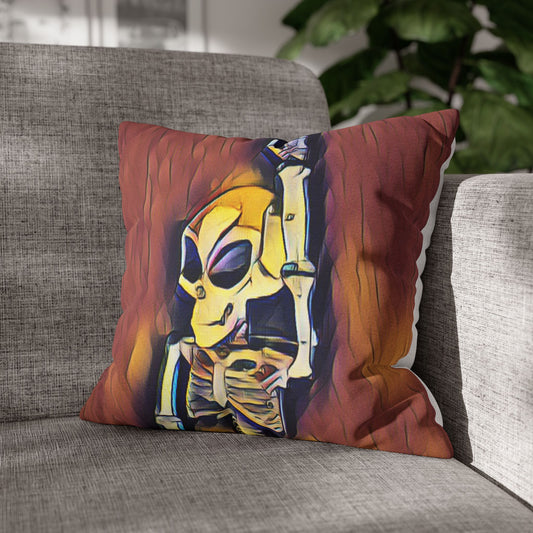 Alien Skeleton Pillowcase 16x16 – Gothic Sci-Fi Horror Throw Pillow Cover