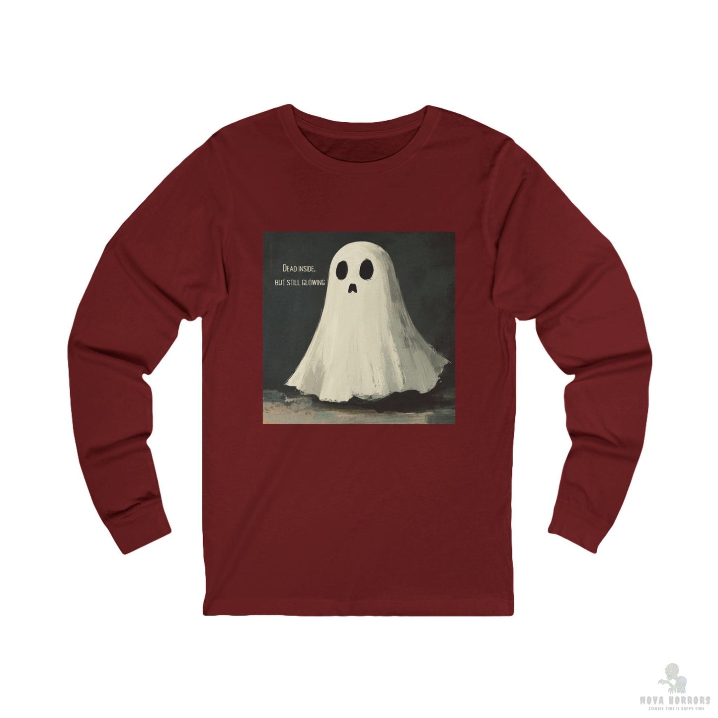 Ghostly Vibes Unisex Long Sleeve Tee, Halloween Shirt, Fall Casual Wear, Spooky T-Shirt, October Gift, Cozy Ghost Tee