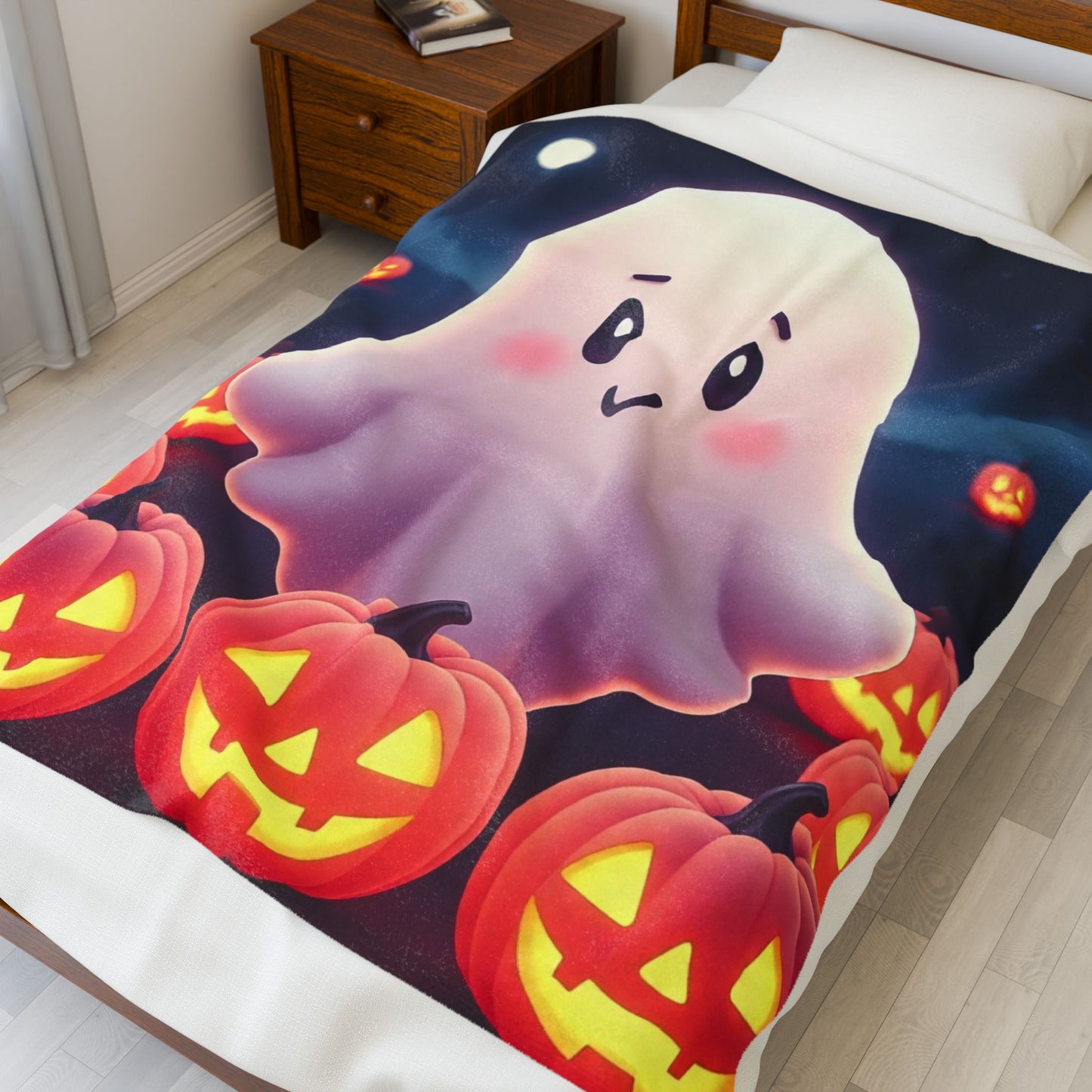 Rosy Spirits Plush Blanket – Spooky Cute Pastel Ghost Halloween Throw