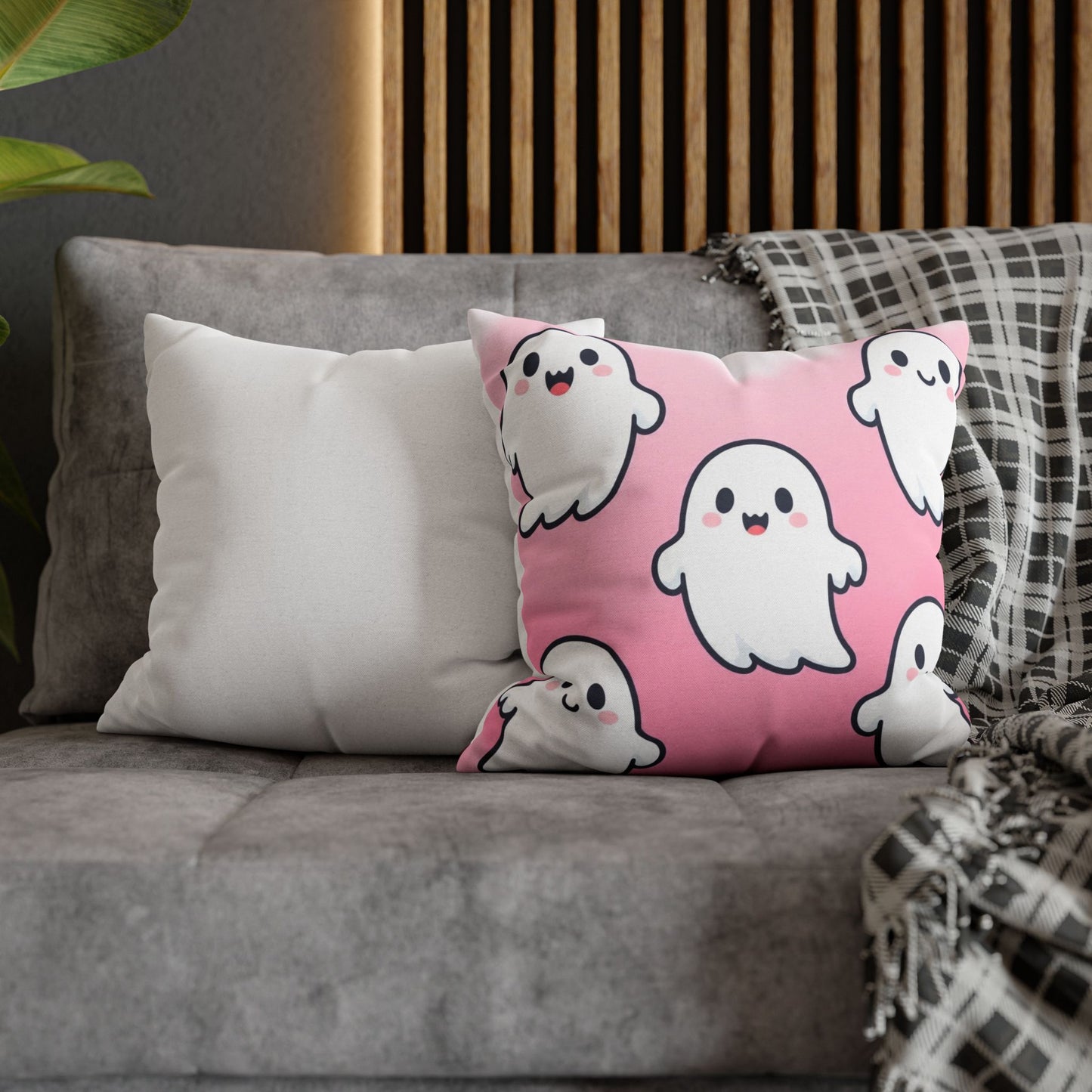 Midnight Ghosties Pillowcase 16x16 – Spooky Cute Halloween Throw Pillow Cover