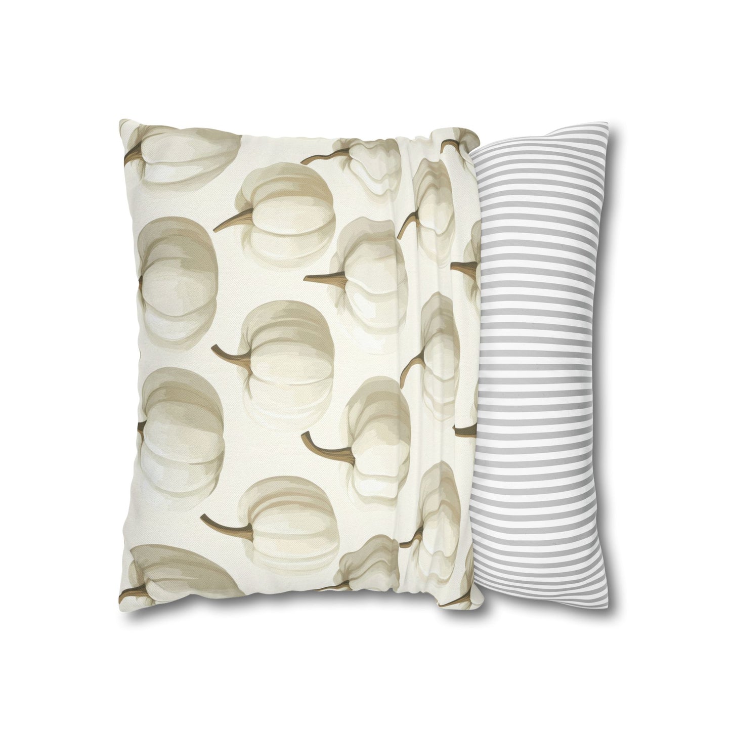 White Pumpkin Pillowcase 16x16 – Elegant Halloween & Fall Throw Pillow Cover