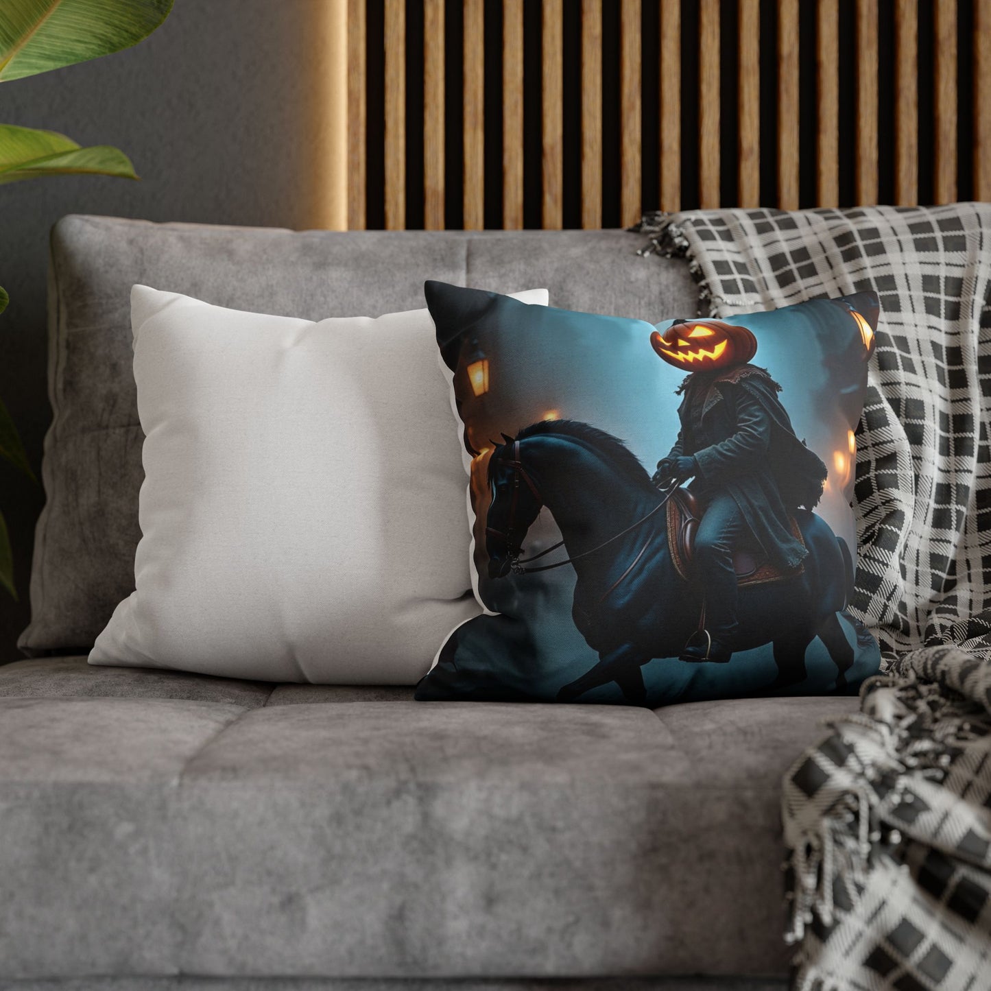 Legend of the Midnight Rider Pillowcase 16x16 – Headless Horseman Halloween Throw Pillow Cover