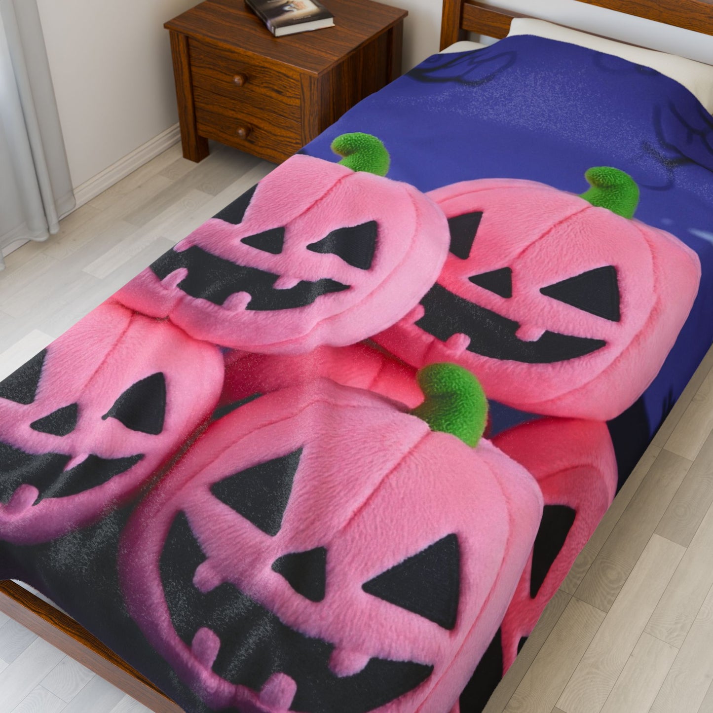 Bubblegum Pumpkin Snuggler Plush Blanket – Pastel Spooky Cute Halloween Throw