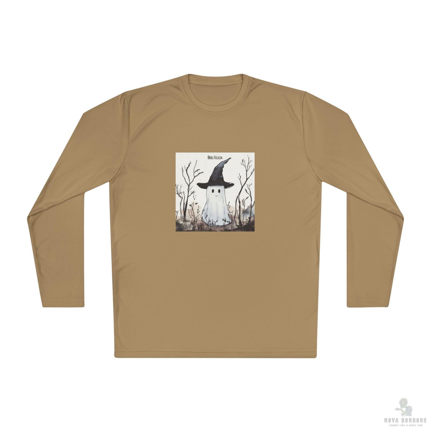 Boo Felicia Long Sleeve Tee, Perfect for Halloween, Unisex Tee, Lightweight Fall Fashion, Cozy Casual Wear, Fun Ghost Design