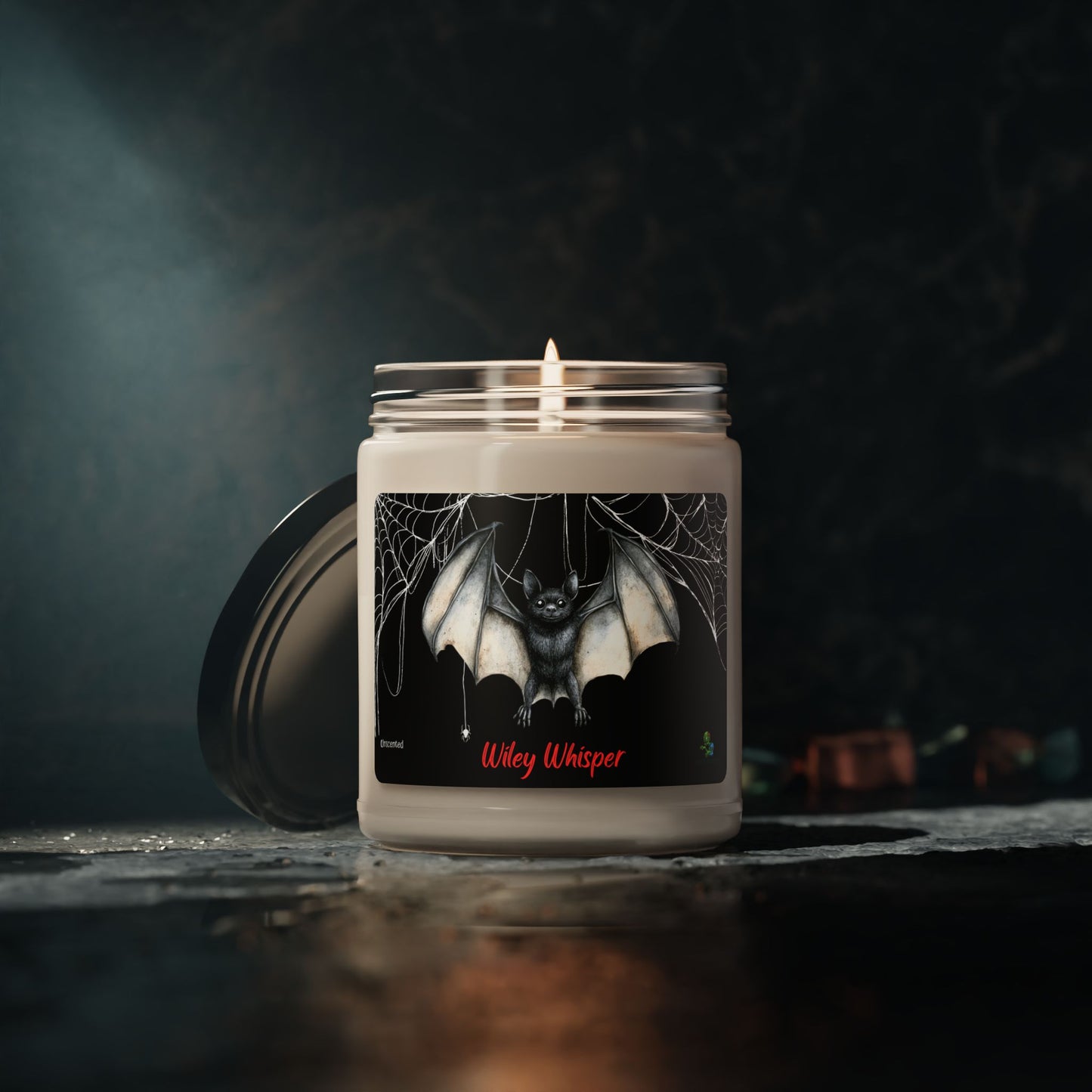 Wiley Whisper: Spooky Scented Soy Candle – Gothic Halloween Home Décor