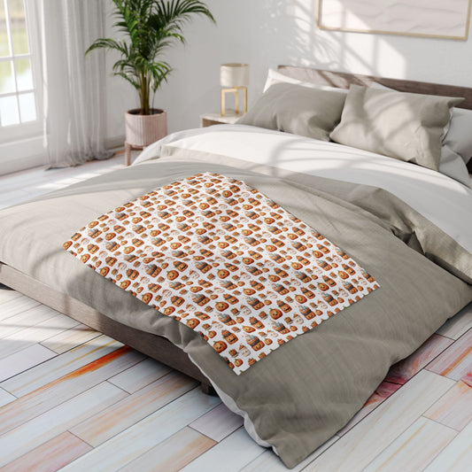 Watercolor Pumpkin Fleece Blanket – Cozy Fall Halloween Throw