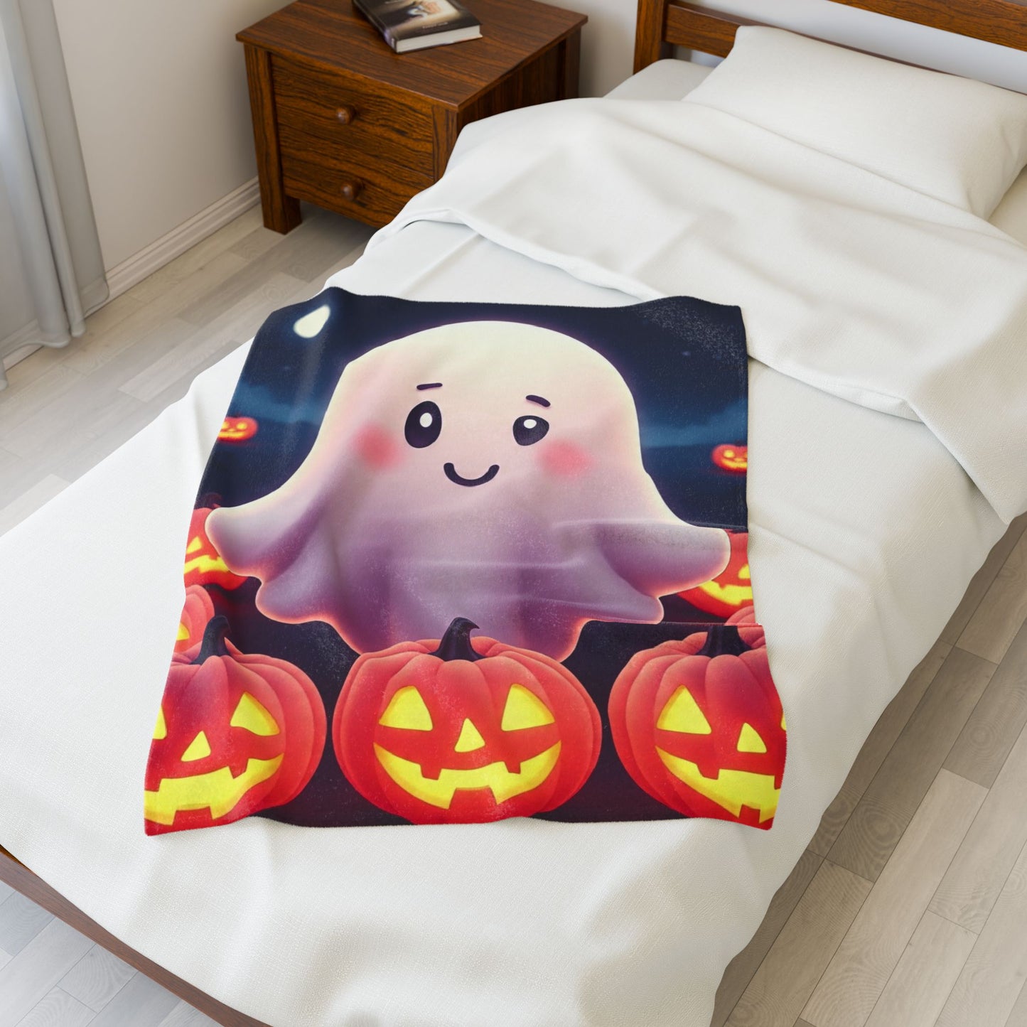 Rosy Spirits Plush Blanket – Spooky Cute Pastel Ghost Halloween Throw