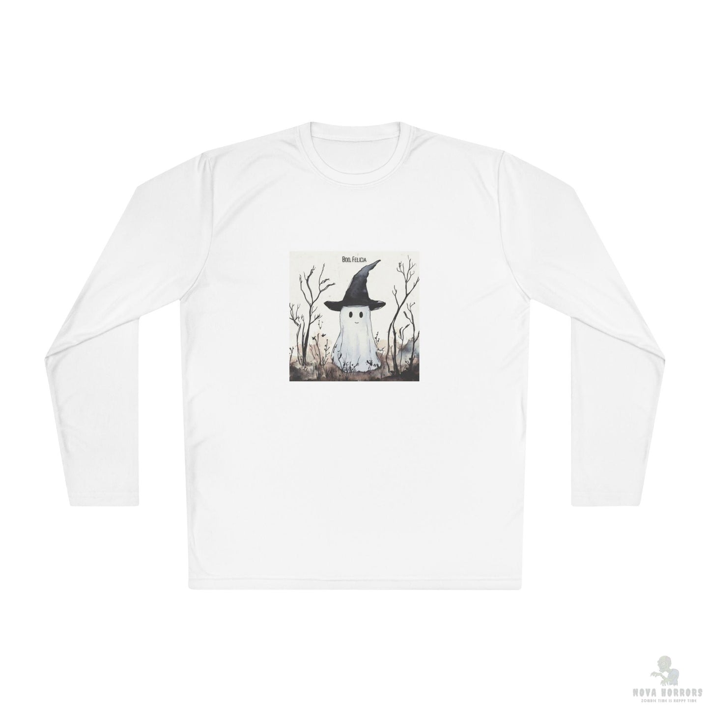 Boo Felicia Long Sleeve Tee, Perfect for Halloween, Unisex Tee, Lightweight Fall Fashion, Cozy Casual Wear, Fun Ghost Design
