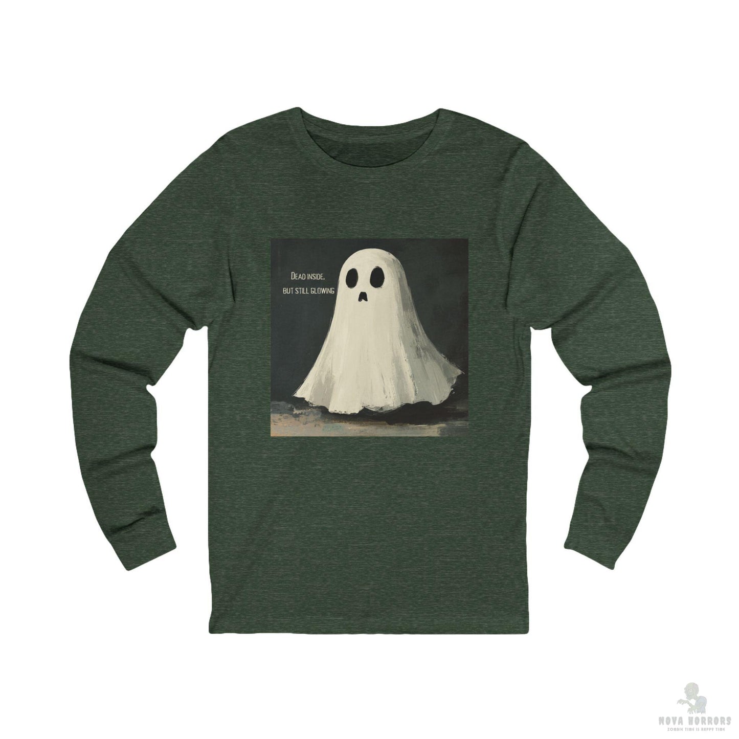 Ghostly Vibes Unisex Long Sleeve Tee, Halloween Shirt, Fall Casual Wear, Spooky T-Shirt, October Gift, Cozy Ghost Tee