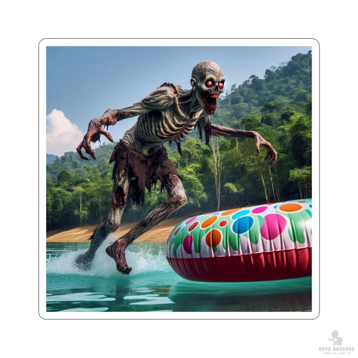 Zombie Pool Float Kiss-Cut Stickers