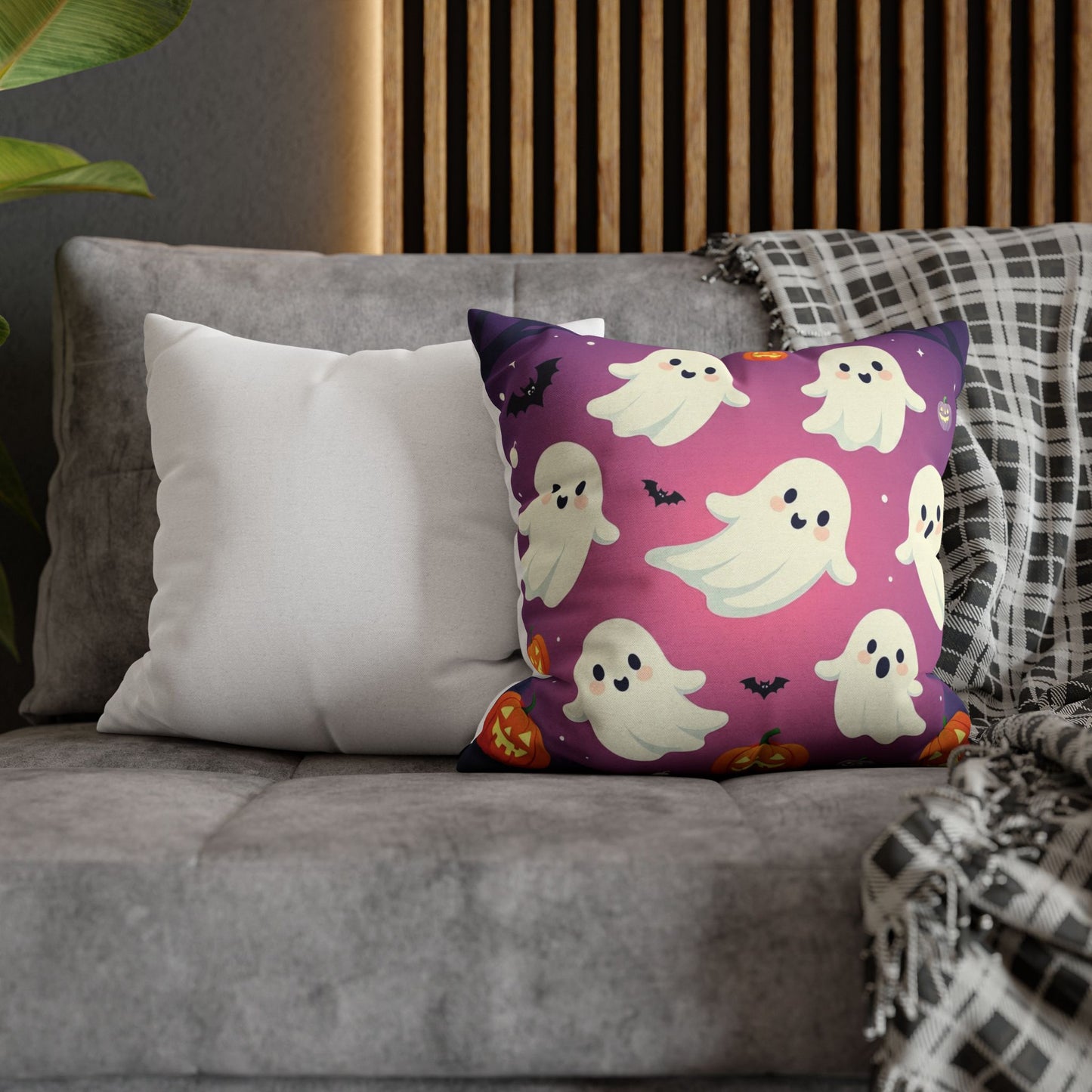 The Spook-tacular Slumber Pillowcase 16x16 – Creepy Cute Halloween Throw Pillow Cover