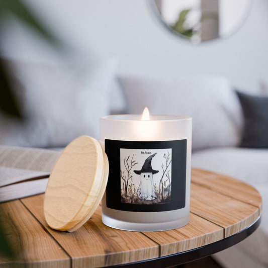 Botanical Frosted Glass Candle – Spooky Gothic Plant-Inspired Home Décor