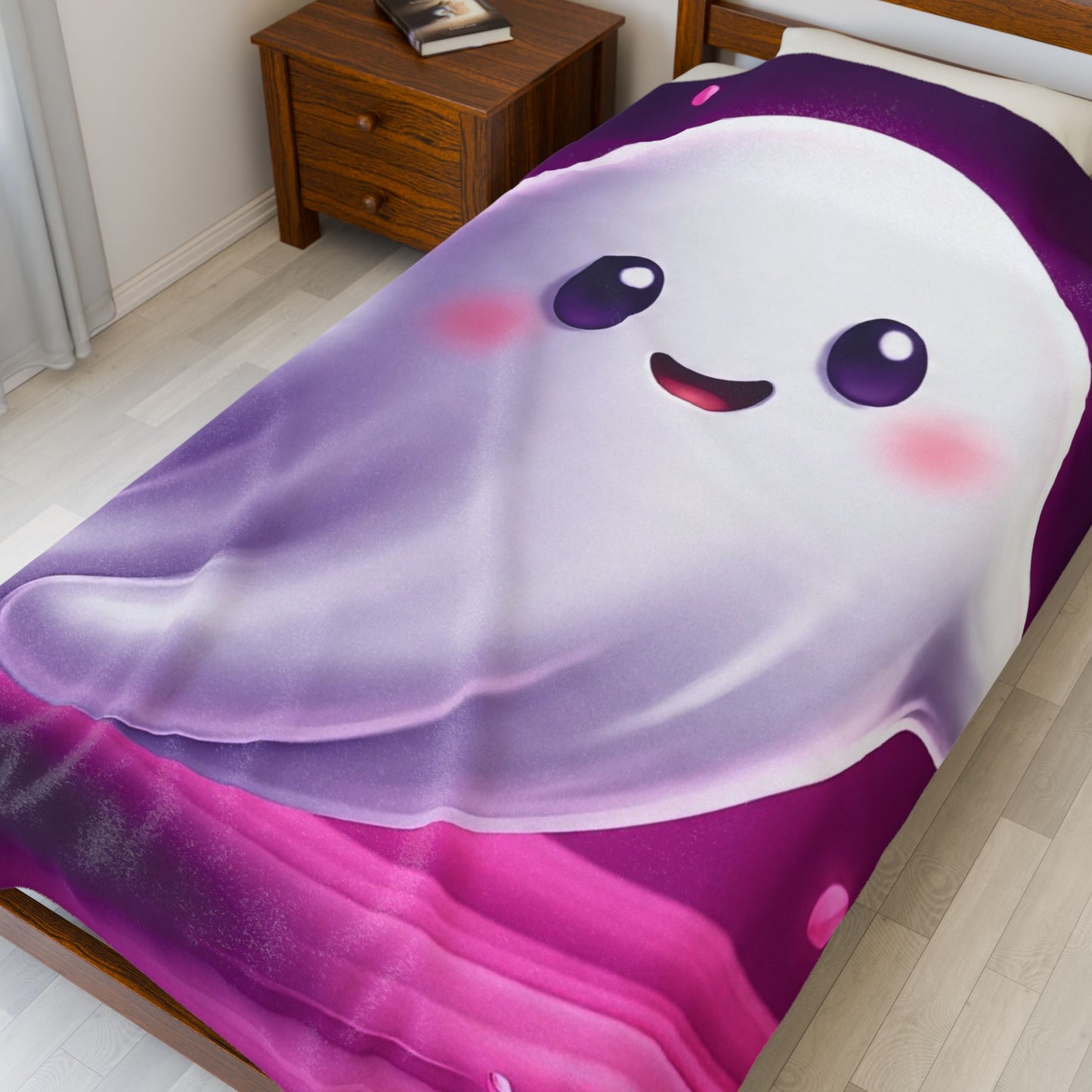 The Pink Ghost Snuggler Plush Blanket – Pastel Spooky Cute Halloween Throw