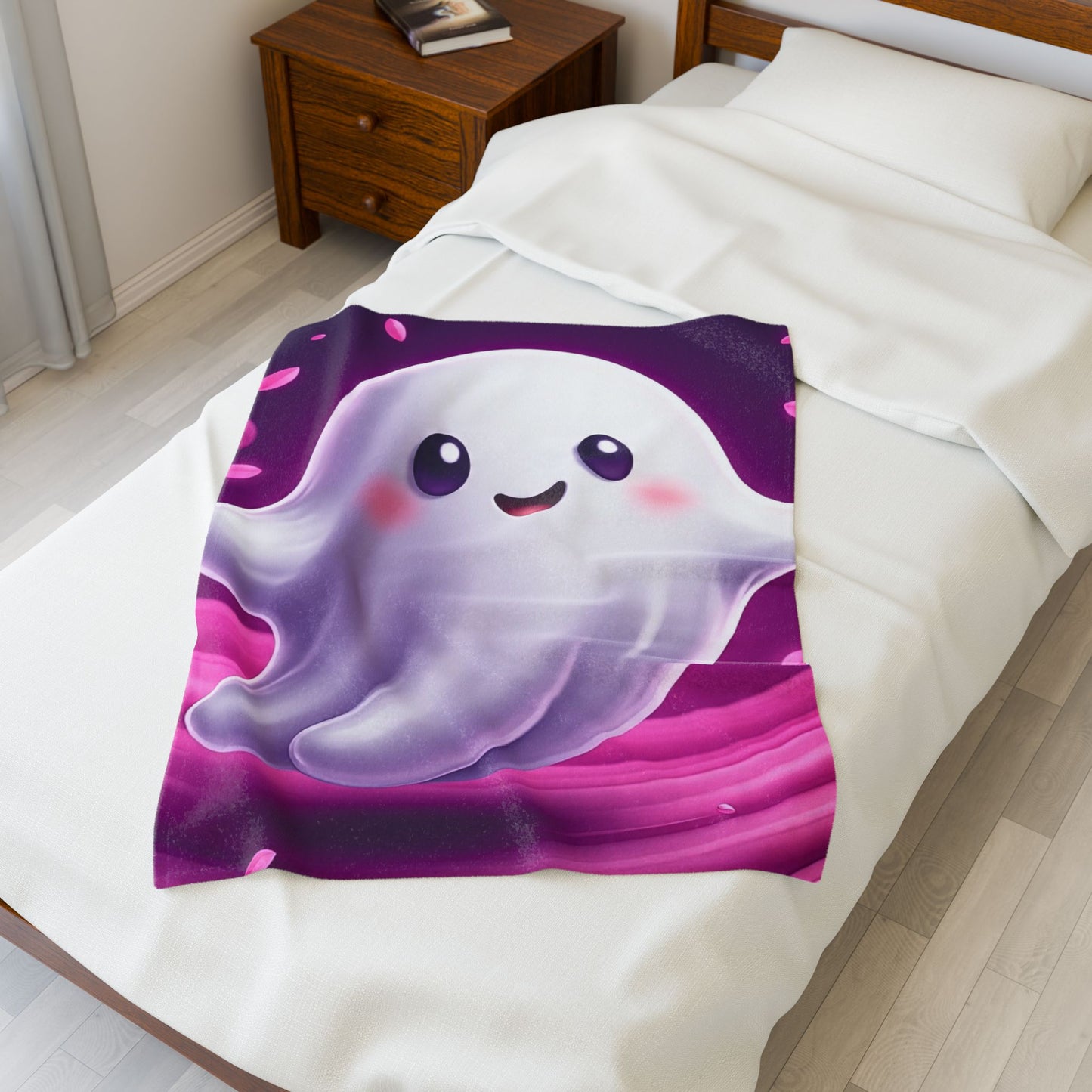 The Pink Ghost Snuggler Plush Blanket – Pastel Spooky Cute Halloween Throw