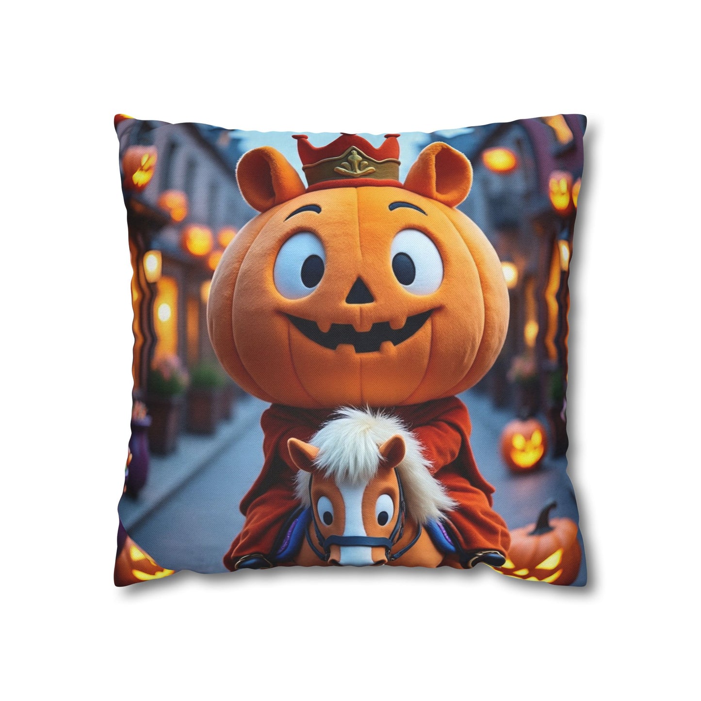 The Plush Patch Pillowcase 16x16 – Cozy Pumpkin Throw Pillow Cover for Fall Décor