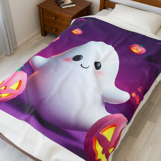 Cozy Ghost Cuddle Plush Blanket – Spooky Cute Halloween Throw