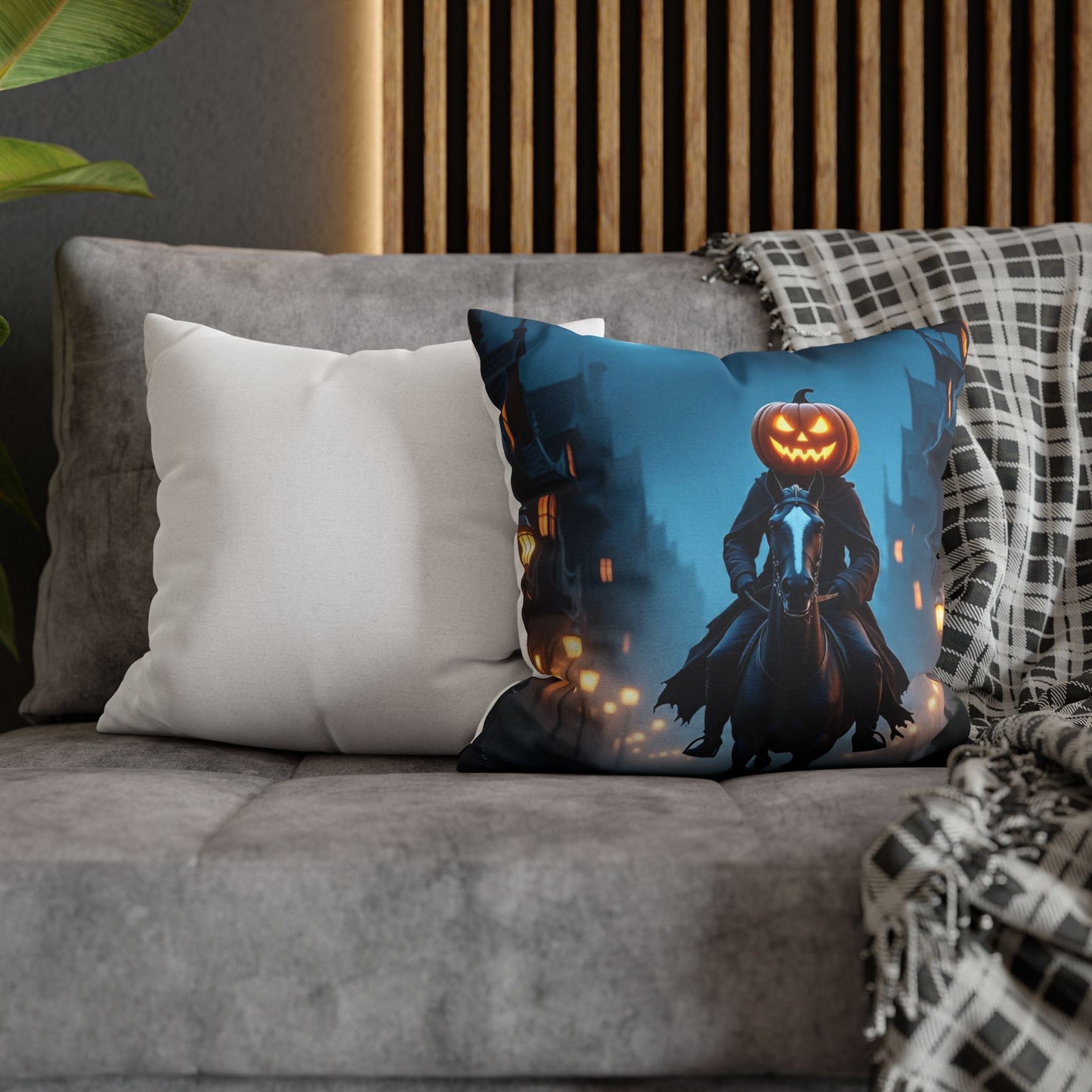 The Horseman’s Repose Pillowcase 16x16 – Gothic Headless Horseman Halloween Throw Pillow Cover