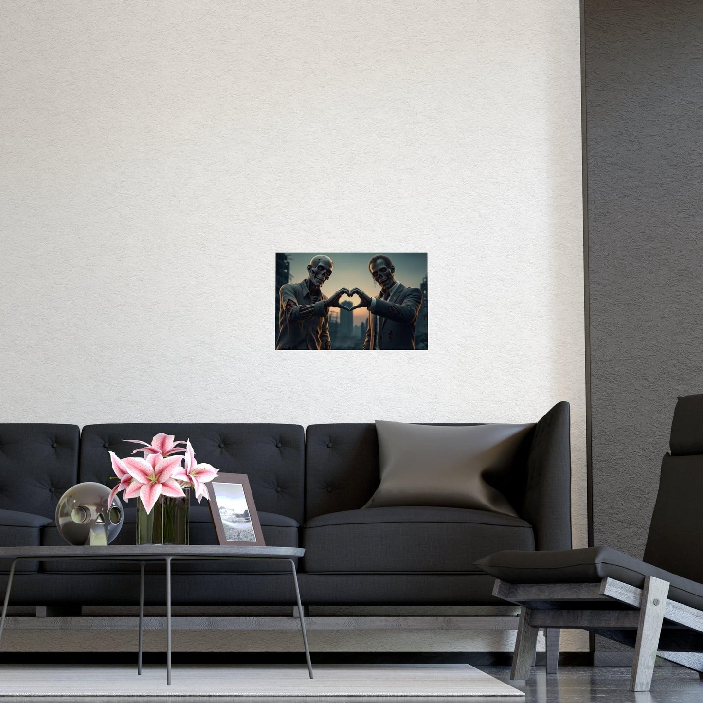 Guy Zombie Couple Poster 17x 11 Matte