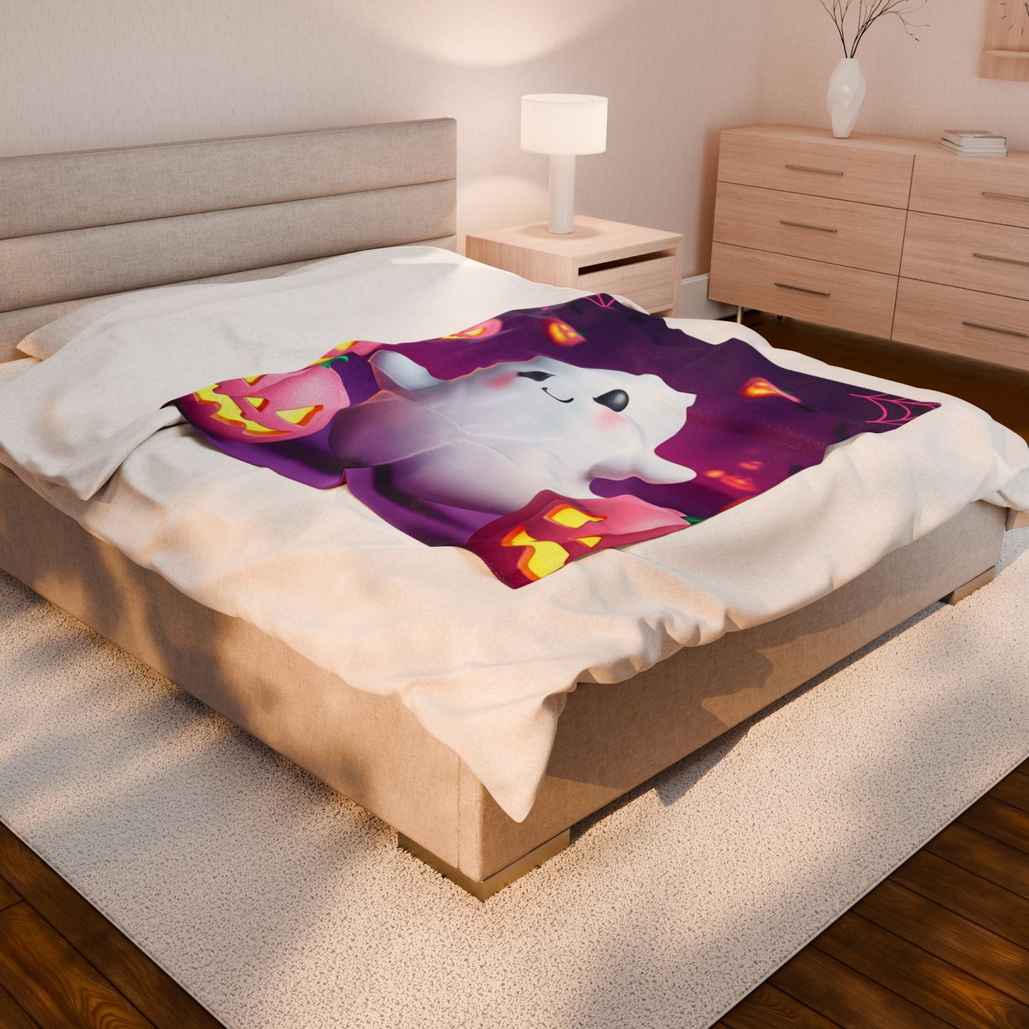 Cozy Ghost Cuddle Plush Blanket – Spooky Cute Halloween Throw