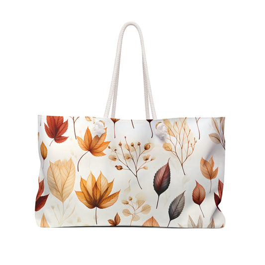 Autumn Floral Weekender Bag, Travel Tote, Beach Bag, Fall Getaway Purse, Lightweight Shopping Bag, Perfect for Weekend Trips
