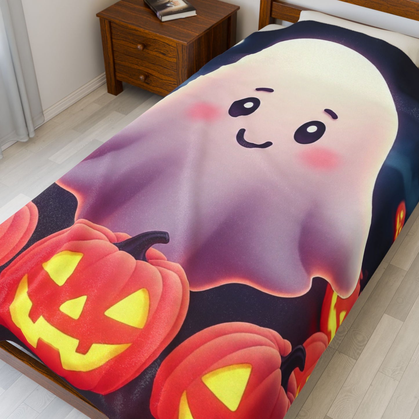 Rosy Spirits Plush Blanket – Spooky Cute Pastel Ghost Halloween Throw